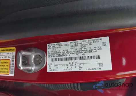 2021 Ford Escape Se z USA, uszkodzony, nr VIN 1FMCU0G67MUA04519